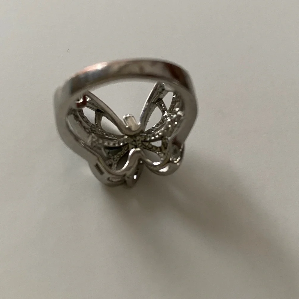 Butterfly Ring Silver with Cubic Zirconia Size 10.5